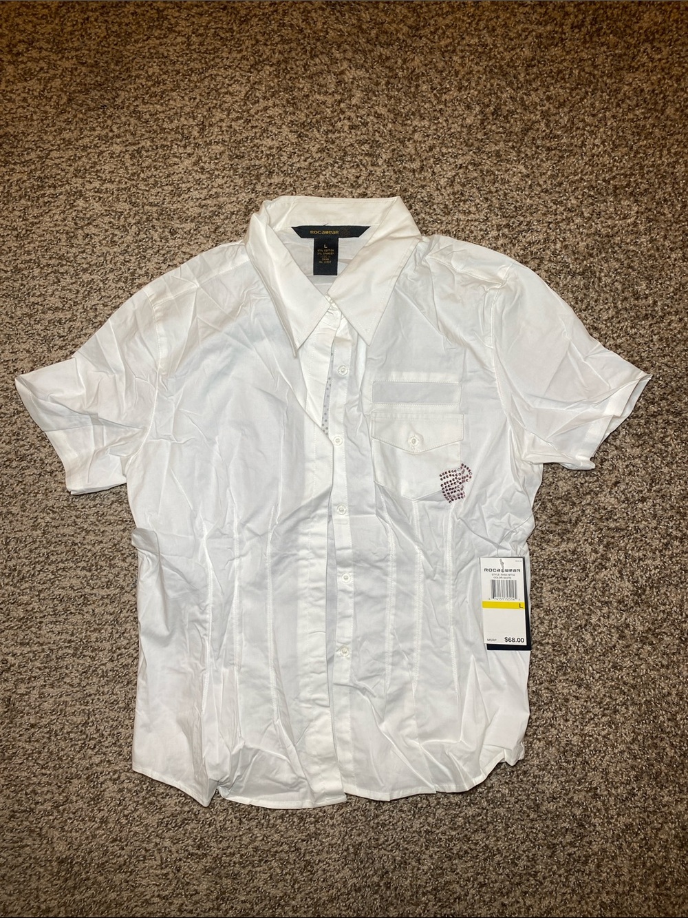 Vintage Rocawear White Short-Sleeve Button-Down Shirt